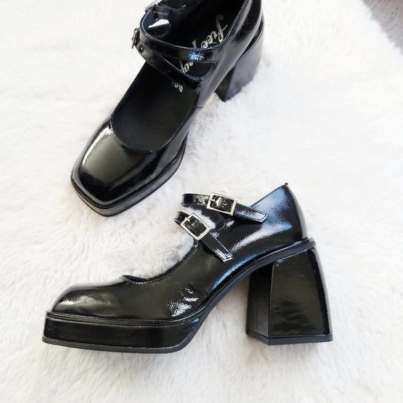 Free People Ruby Strappy Black Patent Leather Mary Jane Platform Pumps - Picture 7 of 11